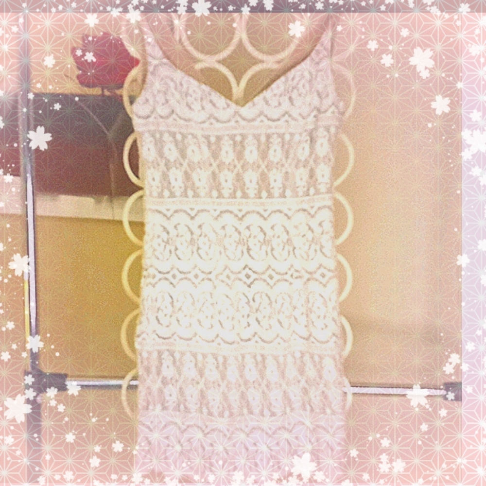 Lace and pearl sequined sleeveless dress